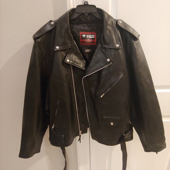 First Classic Black Leather Motorcycle Jacket Men's Sz 60 (XXL) Thinsulate - Picture 1 of 11